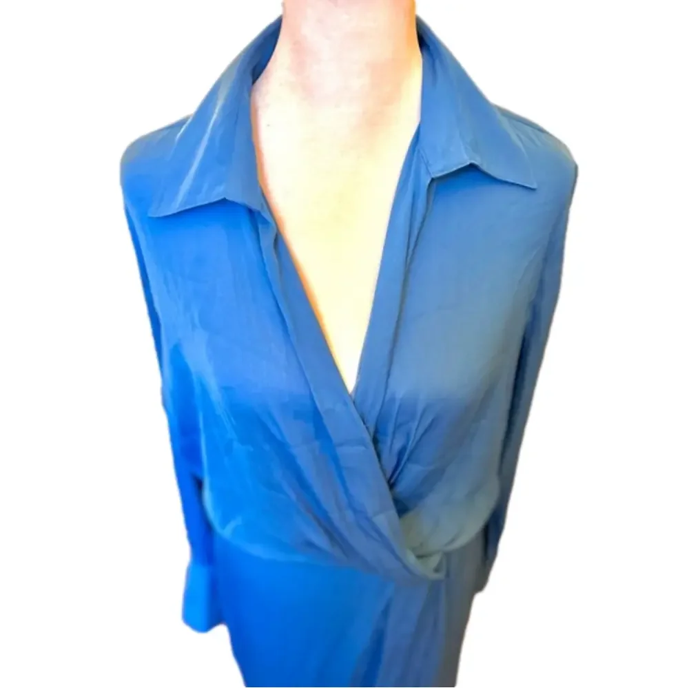 Free People Aida Blue Size 0 Maxi Dress Long Sleeve NEW NWOT